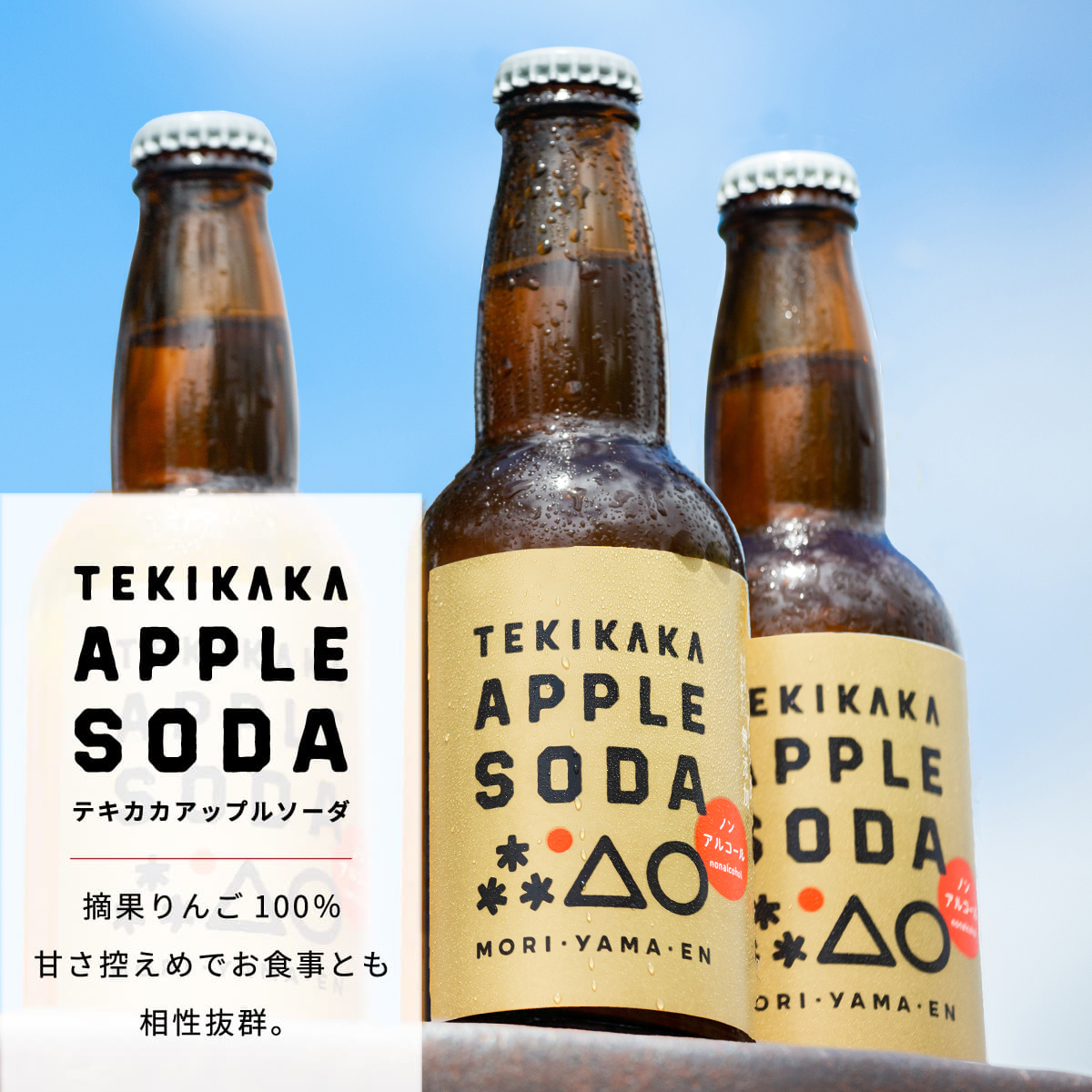 テキカカアップルソーダ｜摘果りんご100%甘さ控えめでお食事とも相性抜群。　